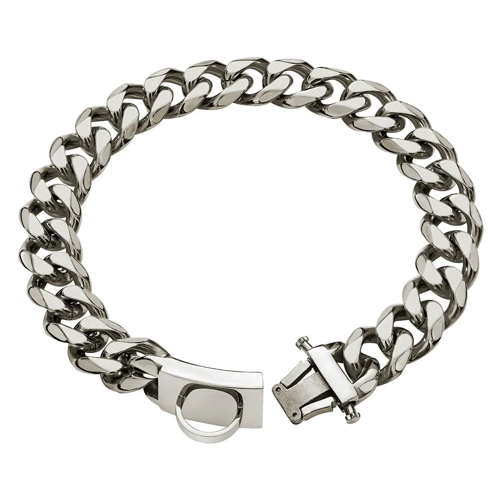 thumbnail image 2 of Heavy Duty Stainless Steel Cuban Link Dog Chain Collar - Thick Adjustable For Pitbull, Rottweiler, Lab (Gold/Silver) 2 of 5