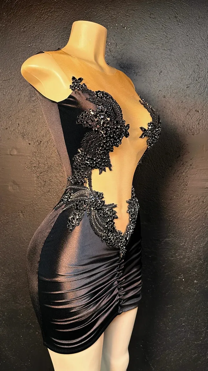 Small Black Dress with Open Back J034 Small Black Dress with Open Back J034