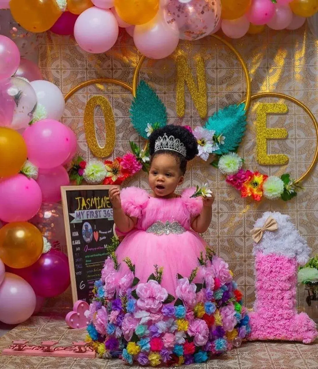 Princess Pink Ball Gown Pink birthday dress with Beaded Sash and Tulle - Perfect for First Birthday, Christmas Photoshoots and Floor-Length Flower Princess Pink Ball Gown Pink birthday dress with Beaded Sash and Tulle - Perfect for First Birthday, Christmas Photoshoots and Floor-Length Flower