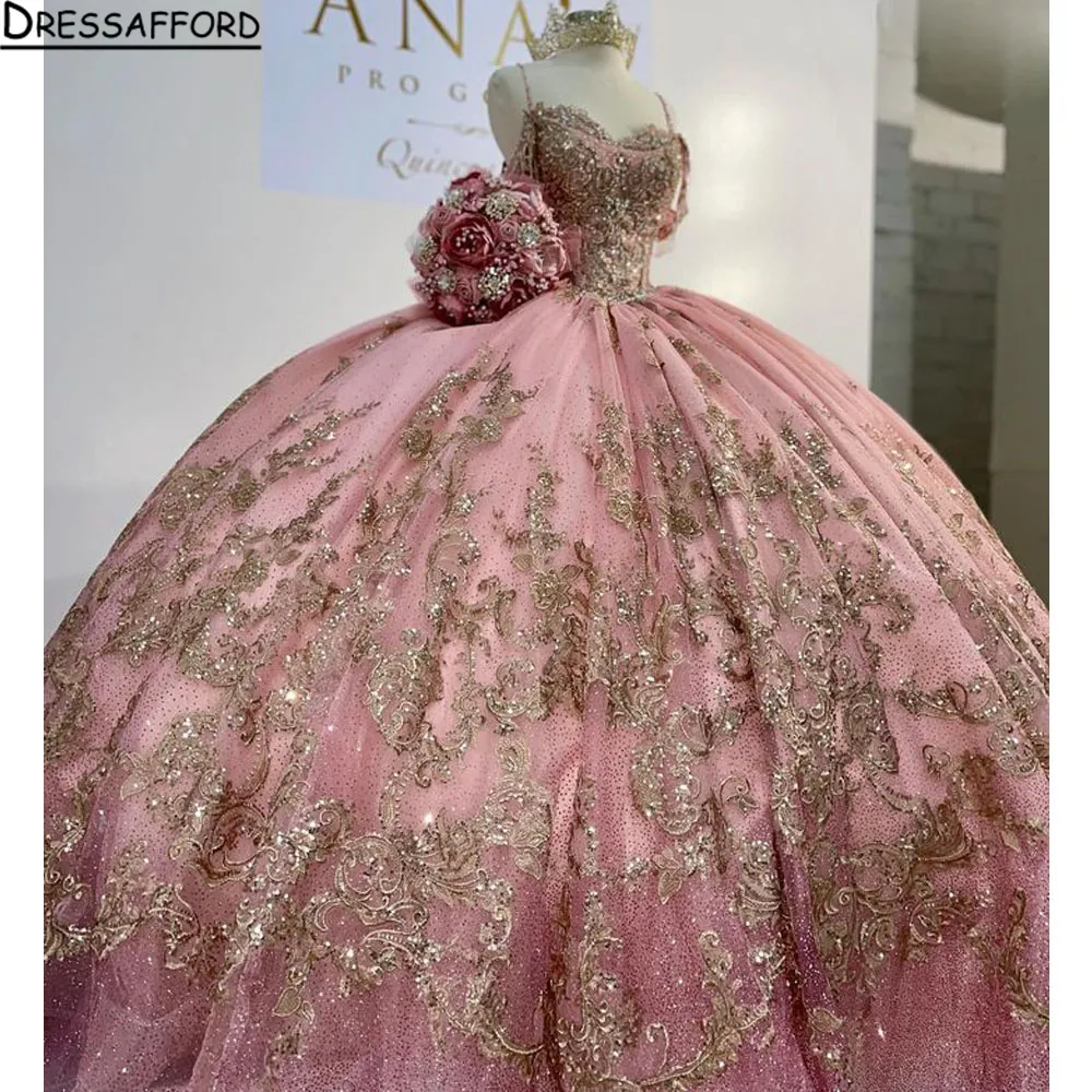 Sleeveless Rose Gold Quinceanera Dress Ball Gown with Sparkly Crystal  Sequins and 3D Flower Tulle Corset Vestidos Para XV 15 from Dhgate  Quinceanera Dresses - price 462.32