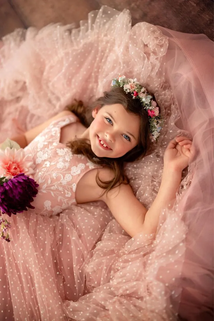 Light Pink Flower Girls Dresses Ruffles Floor-Length A-Line Toddler Formal  Wear with Straps and Lace for Wedding Birthday Special Occasion
