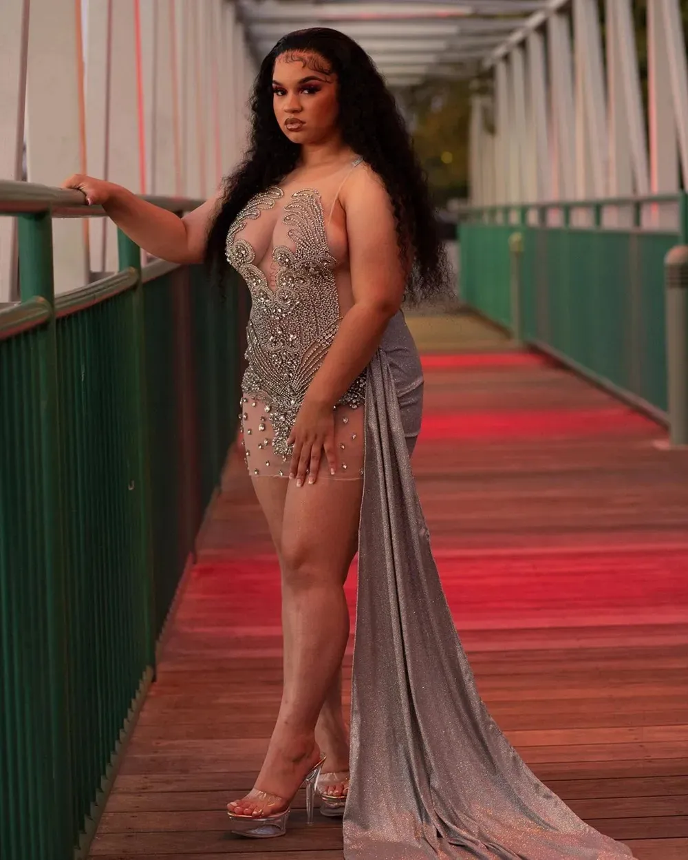 Silver Sheer Short rhinestone prom dress with See-Through Crystals for Black Girls - Perfect for African American Cocktail Parties, Birthdays, and Silver Sheer Short rhinestone prom dress with See-Through Crystals for Black Girls - Perfect for African American Cocktail Parties, Birthdays, and