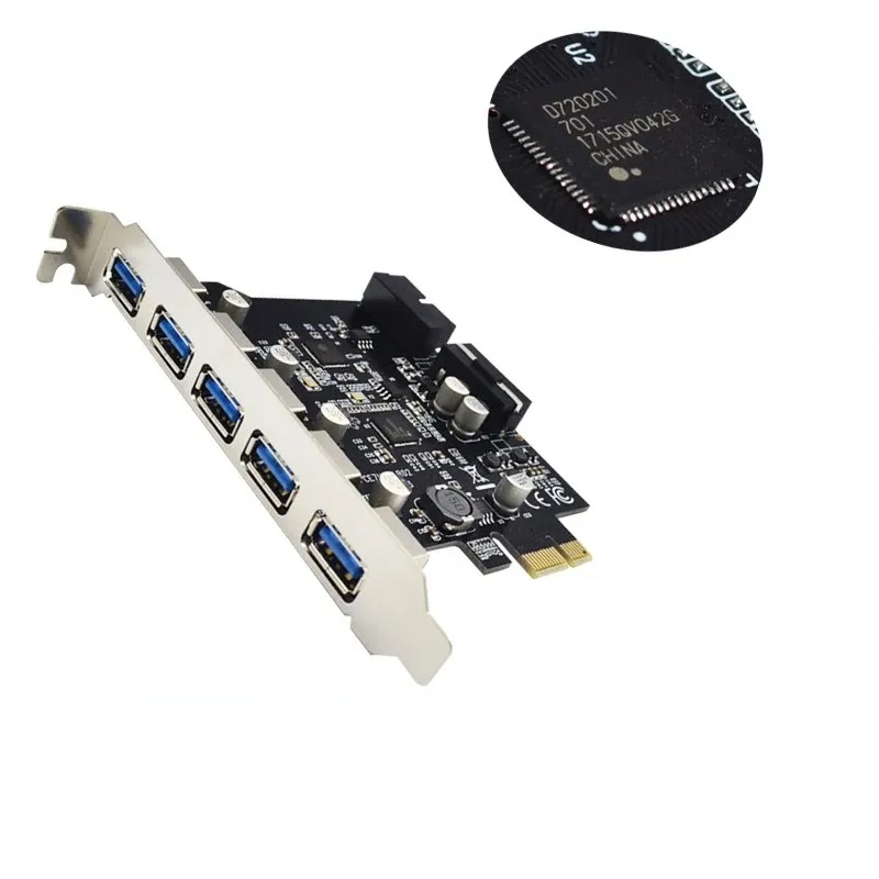 5 Port USB 3.I E Expansion Card With NEC +GL Main Control Chip For