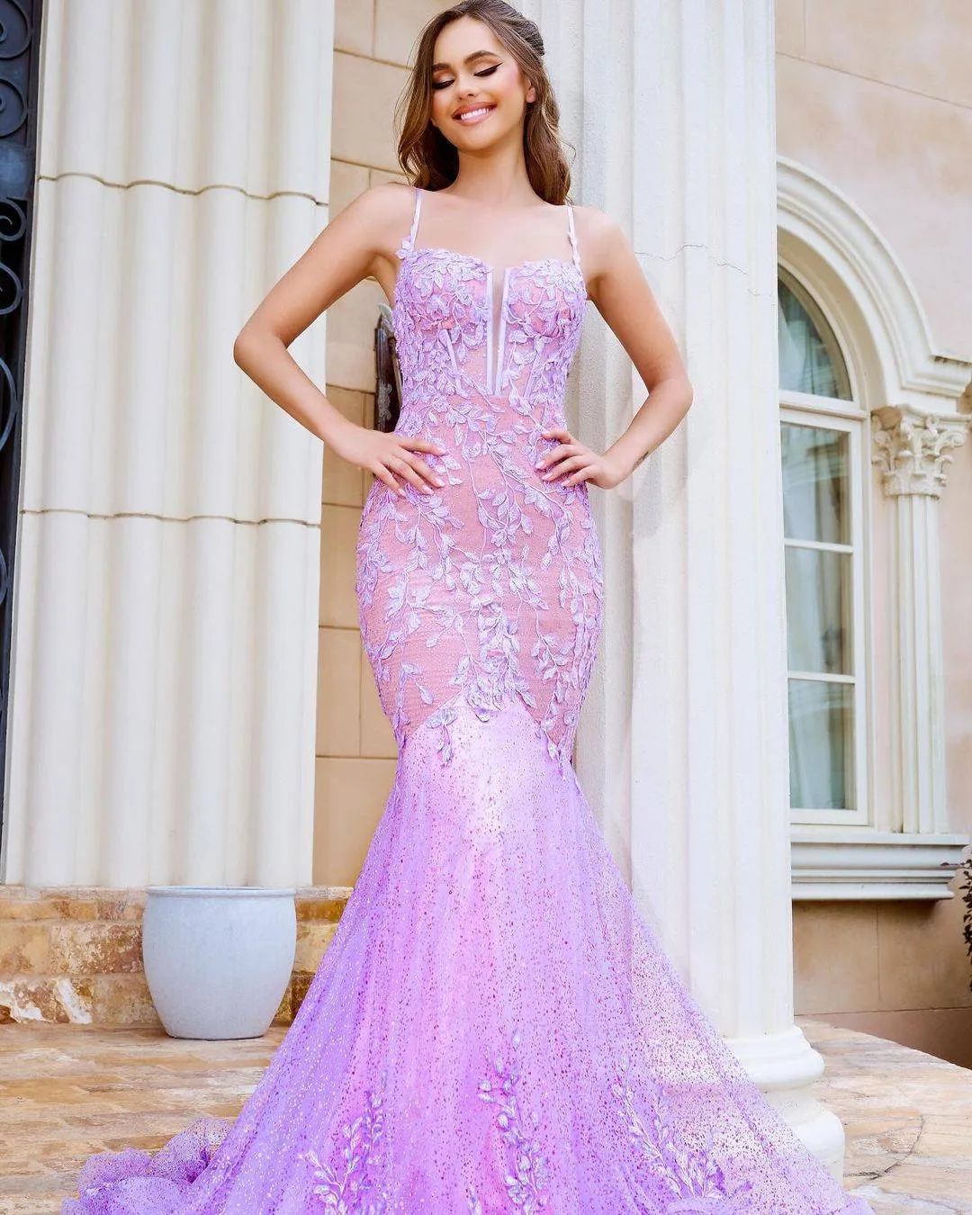 Elegant Purple Mermaid Evening Gown - Floral Appliques, Sleeveless Prom  Dress, Custom Special Occasion Formal Dresses - Buy Now! from Dhgate  Evening Dresses