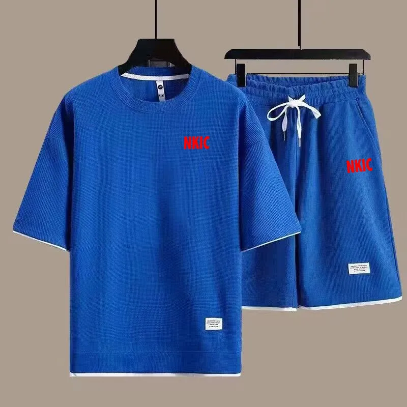 Été N IKE Fiess Mode Hommes Vêtements De Sport Marque Imprimé Costume De Sport À Manches Courtes T-shirt Shorts Ensemble 2 Pièces Grande Taille_voghion.com