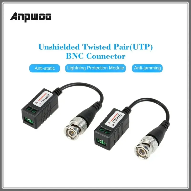 Passive Video Balun Connector 2-Pack CCTV BNC Cable over Cat5