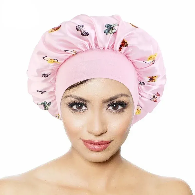 Premium Satin Sleep Bonnet: Elastic Wide Band for Curly Hair