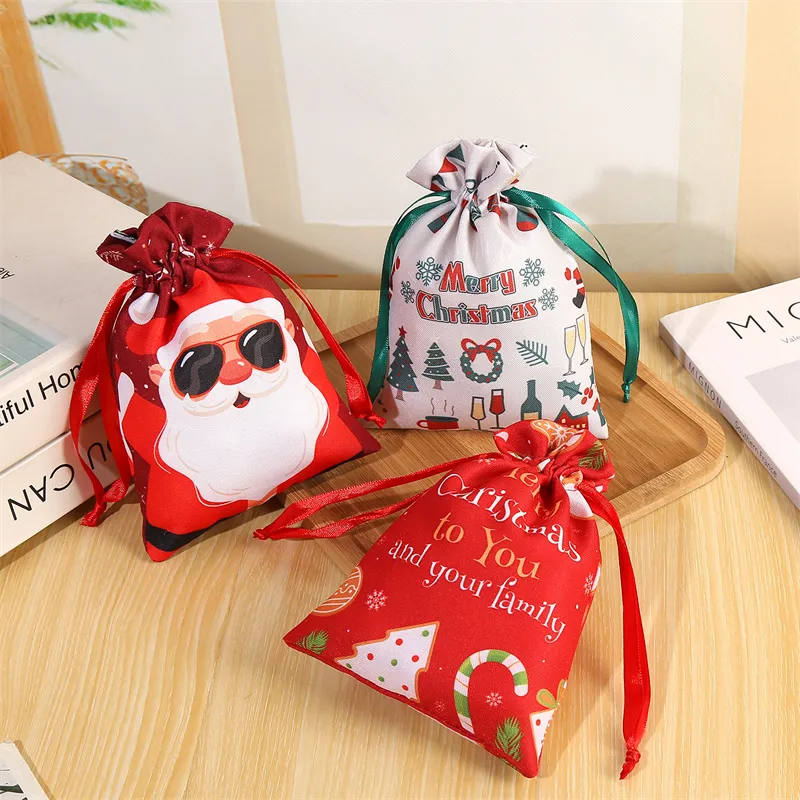 Christmas gift bags drawstring hotsell