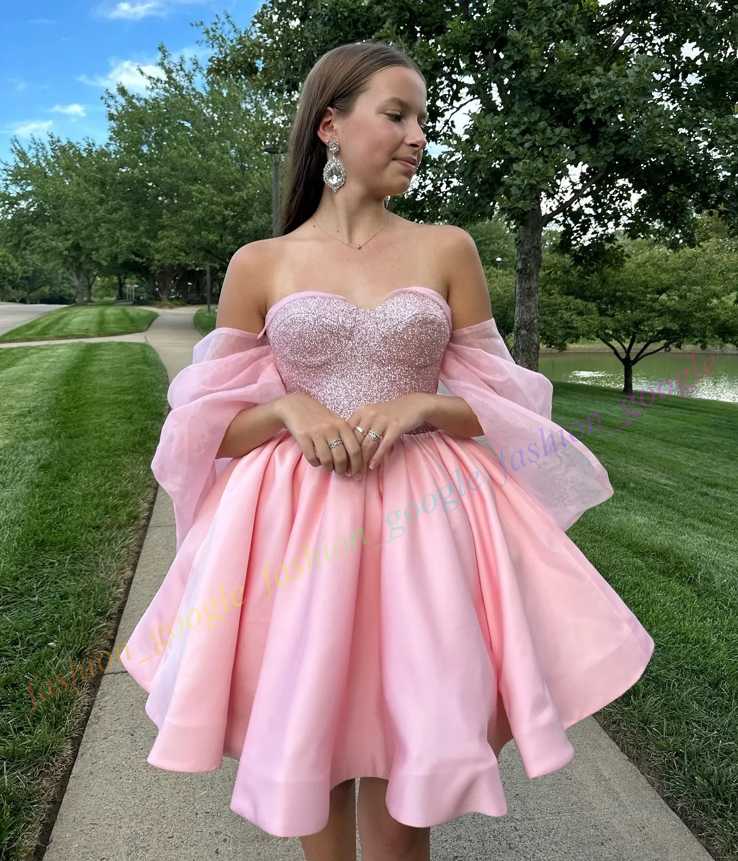 Semi Formal Formal Knee Length Pink Dress Formal Dress Light Pink