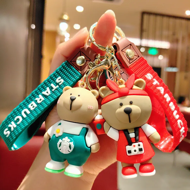 Starbucks Keychain: Adorable Bear Doll Milk Tea Cup Pendant for Women's Designer Accessories Starbucks Keychain: Adorable Bear Doll Milk Tea Cup Pendant for Women's Designer Accessories