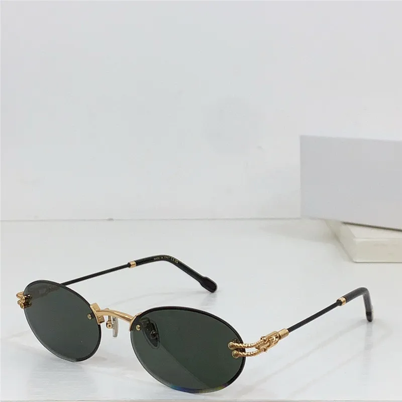 Small oval rimless sunglasses with alloy frame and UV400 