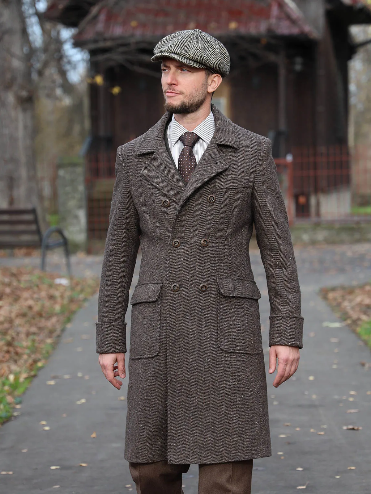 Mens Double Breasted Coat Vintage Style Long Wool... From 