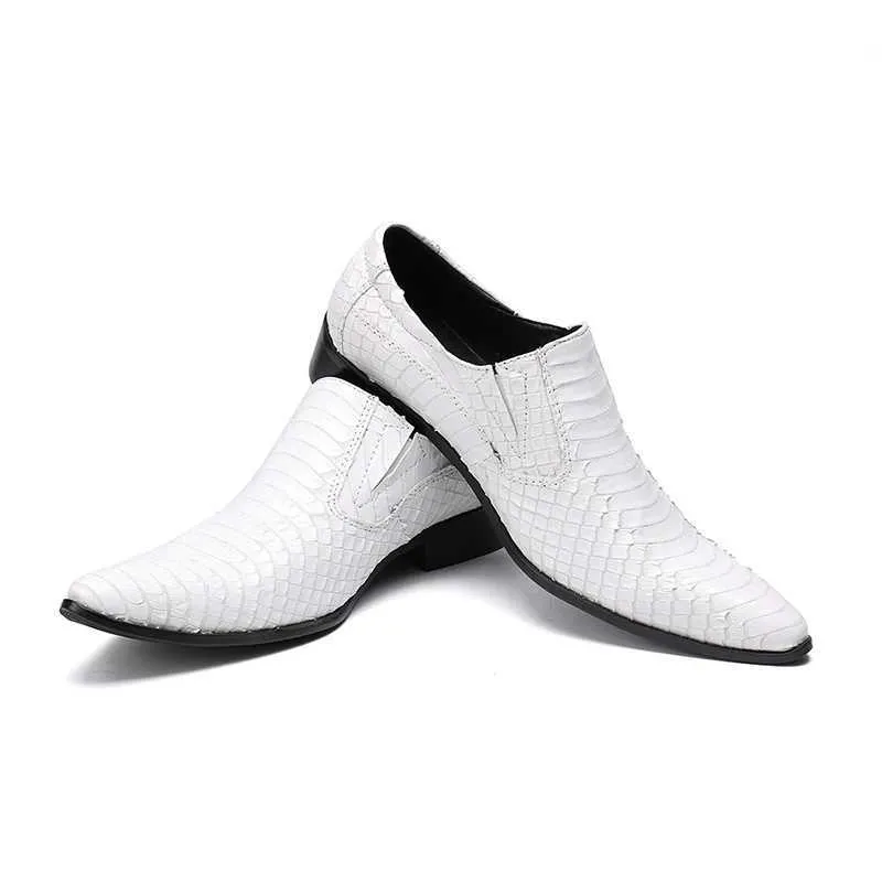 Mens White Snake Skin Loafers Genuine Leather Dress Shoes, Spring Formal  Slippers, Party Wedding Flats Comfortable Slip-Ons, Sapato Masculino