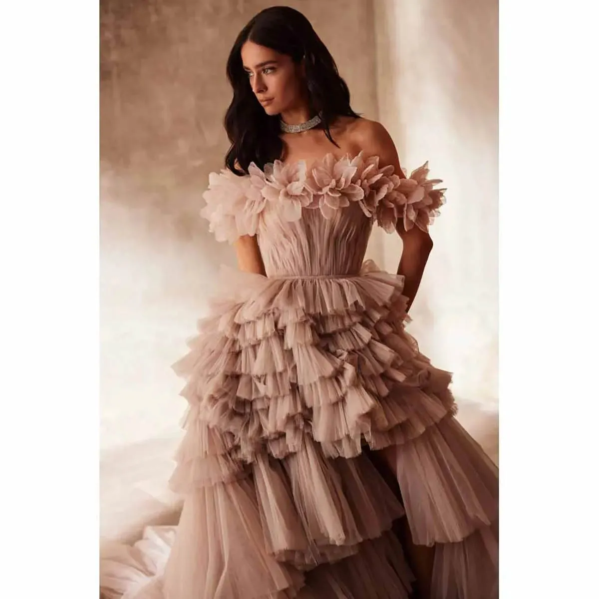 Dresses Fancy Evening For Women Off Shoulder Prom Gown Ruffle Tiered Sweep  Train Split Formal Party Backless Vestidos De Noche from Dhgate Evening  Dresses - price 359.03