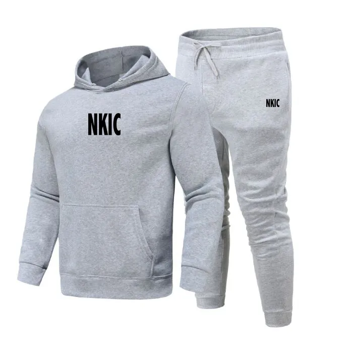 Herremerke Tracuit Gym Sportsdresser Grå Hettegensere Fiess Bomull Sportsklær Pullover Hettegenser Joggebukser Twece Sett Trening_voghion.com
