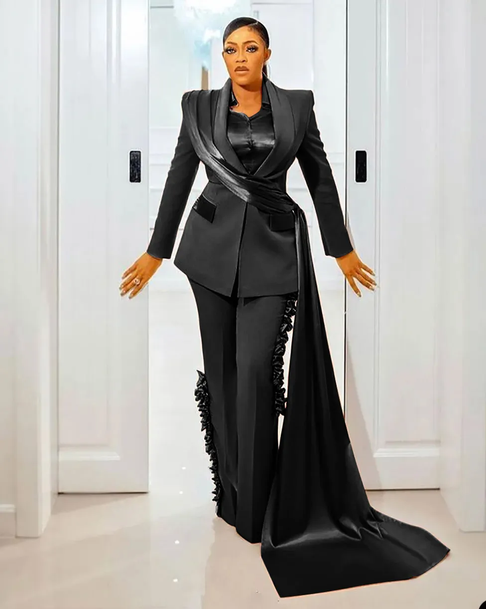Formal Wear Pant Suits For Women Designer Ruffles Blazer \u0026 Pants Set For  Office