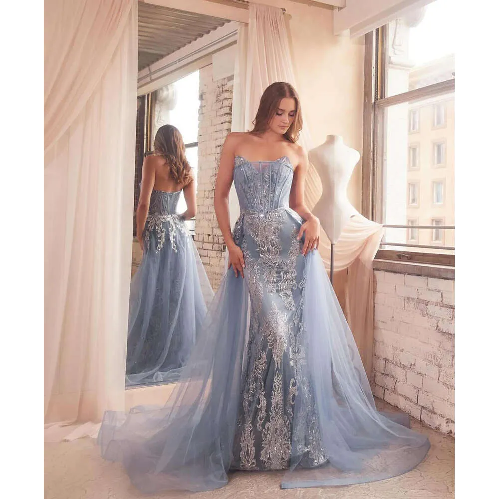 sachin and babi light blue dress Nude Strapless Wedding Dress with Lace Bodice