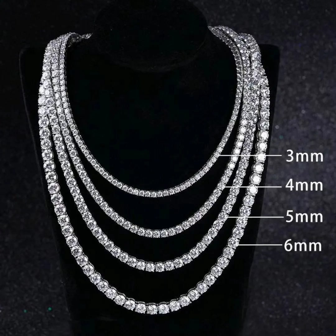 Premium 925 Sterling Silver Moissanite Tennis Necklace - 3mm