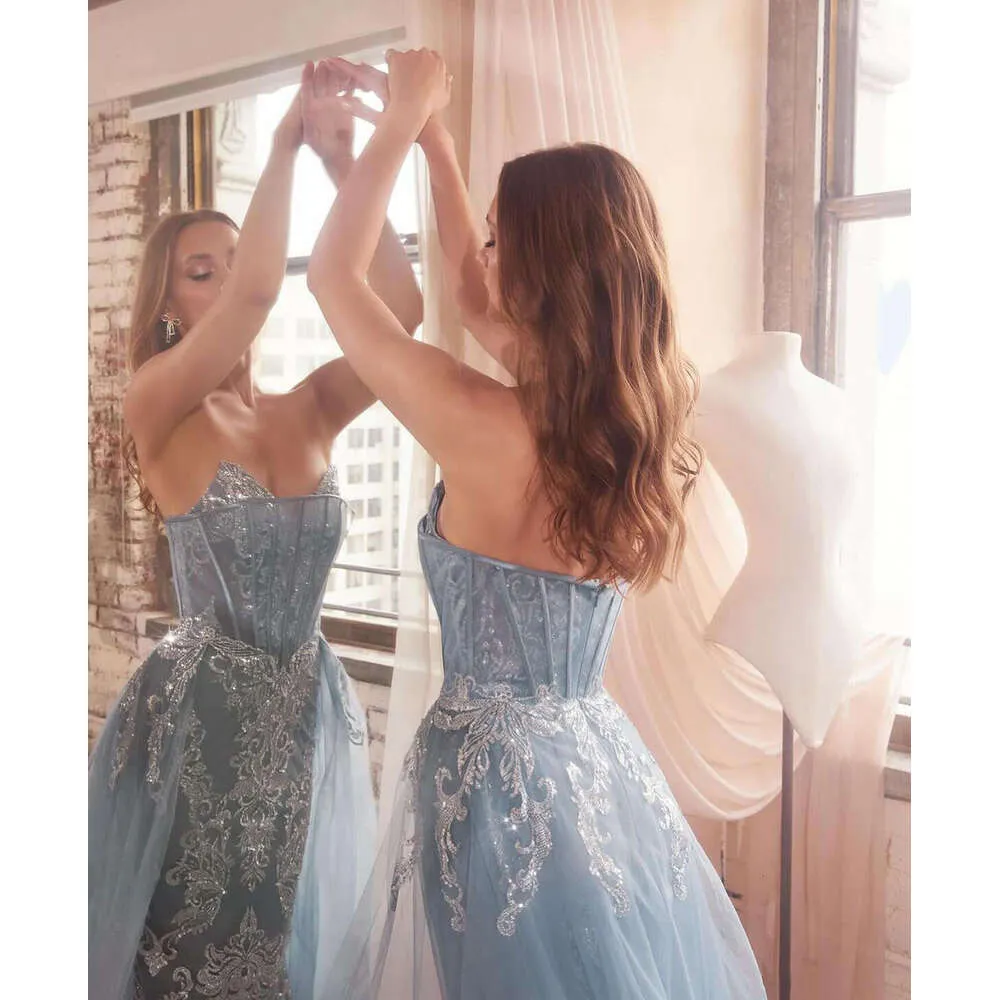 open lace back dress Strapless Prom Dresses Satin Ball Gown Corset Back – Lisposa main image 1