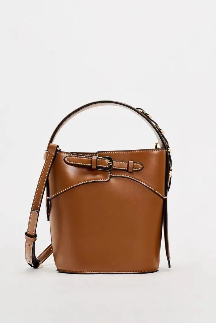 Original fashion women bag single shoulder soft leather bucket bag cross-border Cross Border High-end Soft Leather Bucket Bag for Women 2024  main image 3