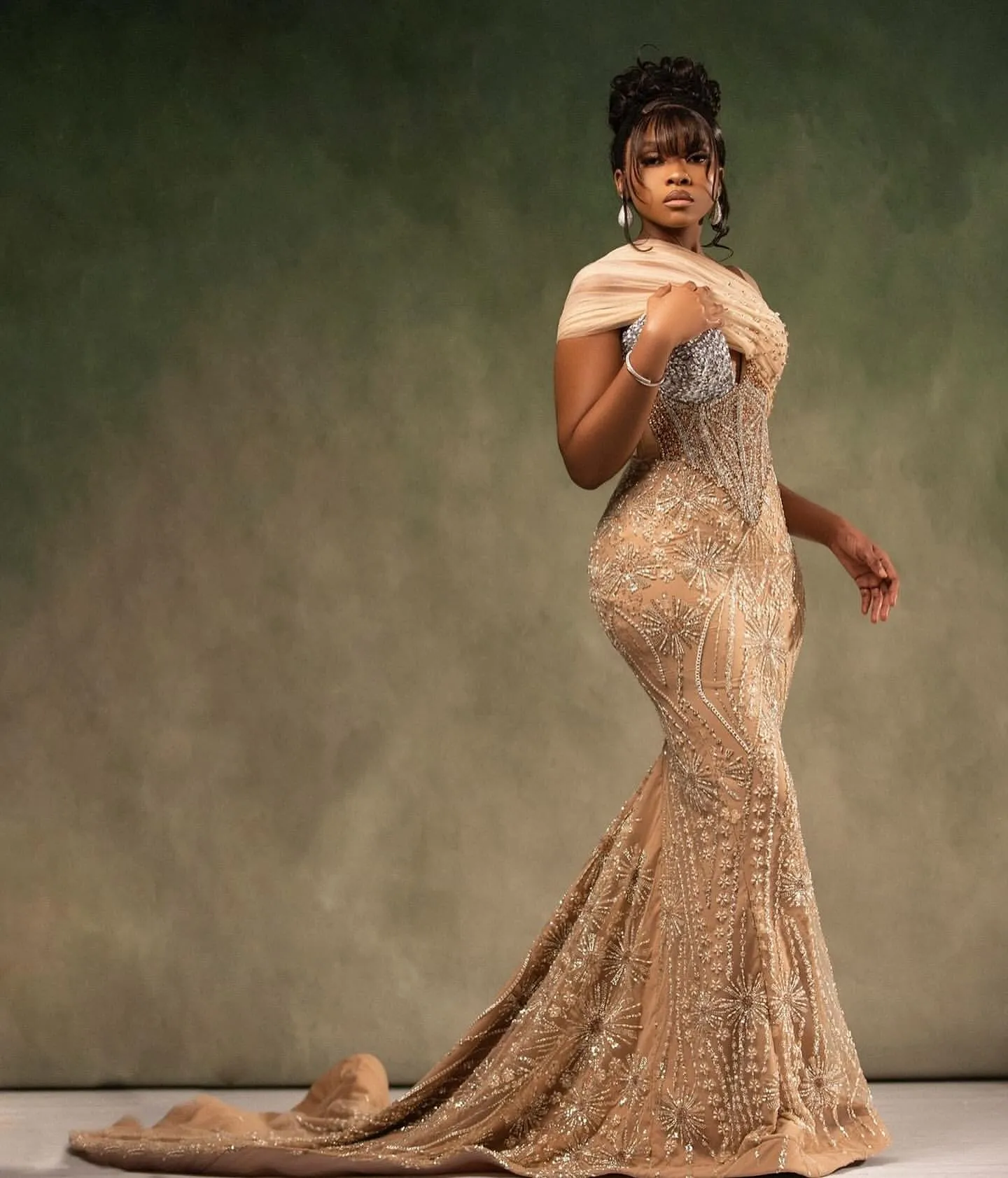 Plus Size Champagne Illusion Mermaid Prom Dress with Beaded Crystals and  Full Lace Sweep Train Evening Gown from Dhgate Prom Dresses - price 324.63