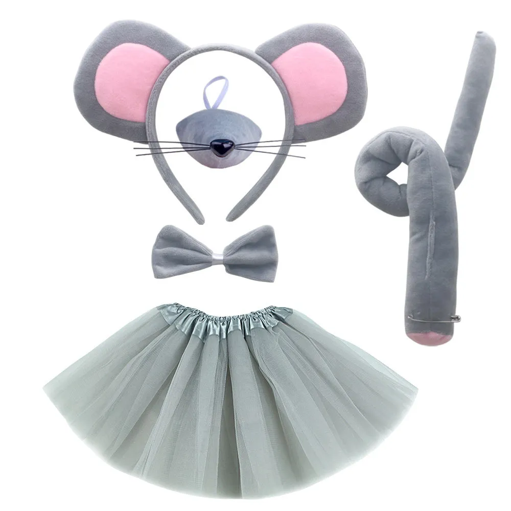 Rat Costume Set For Girls Includes Ears, Nose, Tail, Bow Tie & Tutu ...