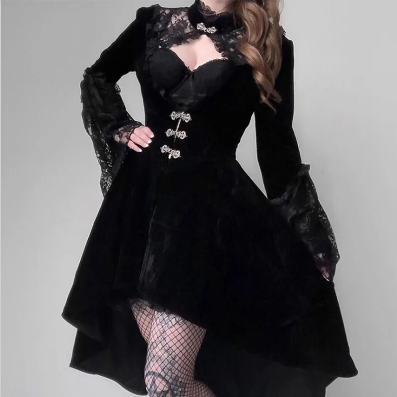 princess polly baby blue dress Dark Side' Black Goth Lace Dress – Rags n Rituals main image 0