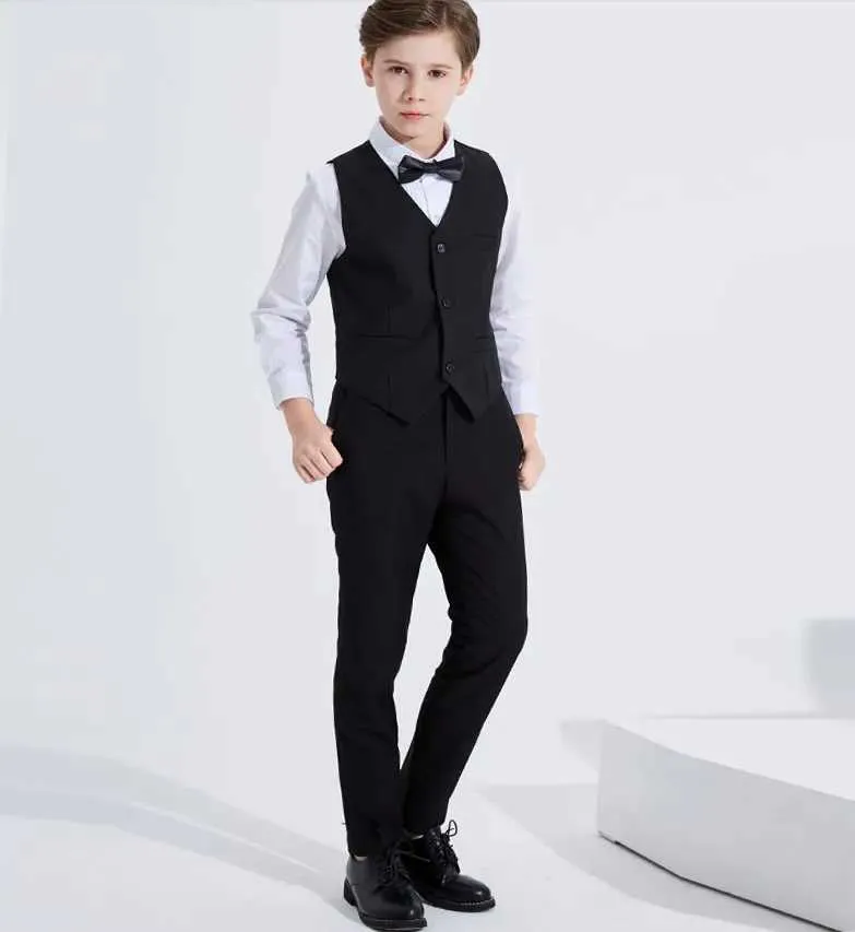 Traje De Boda Negro Para Niños Vestido De Fiesta De Flores, Traje