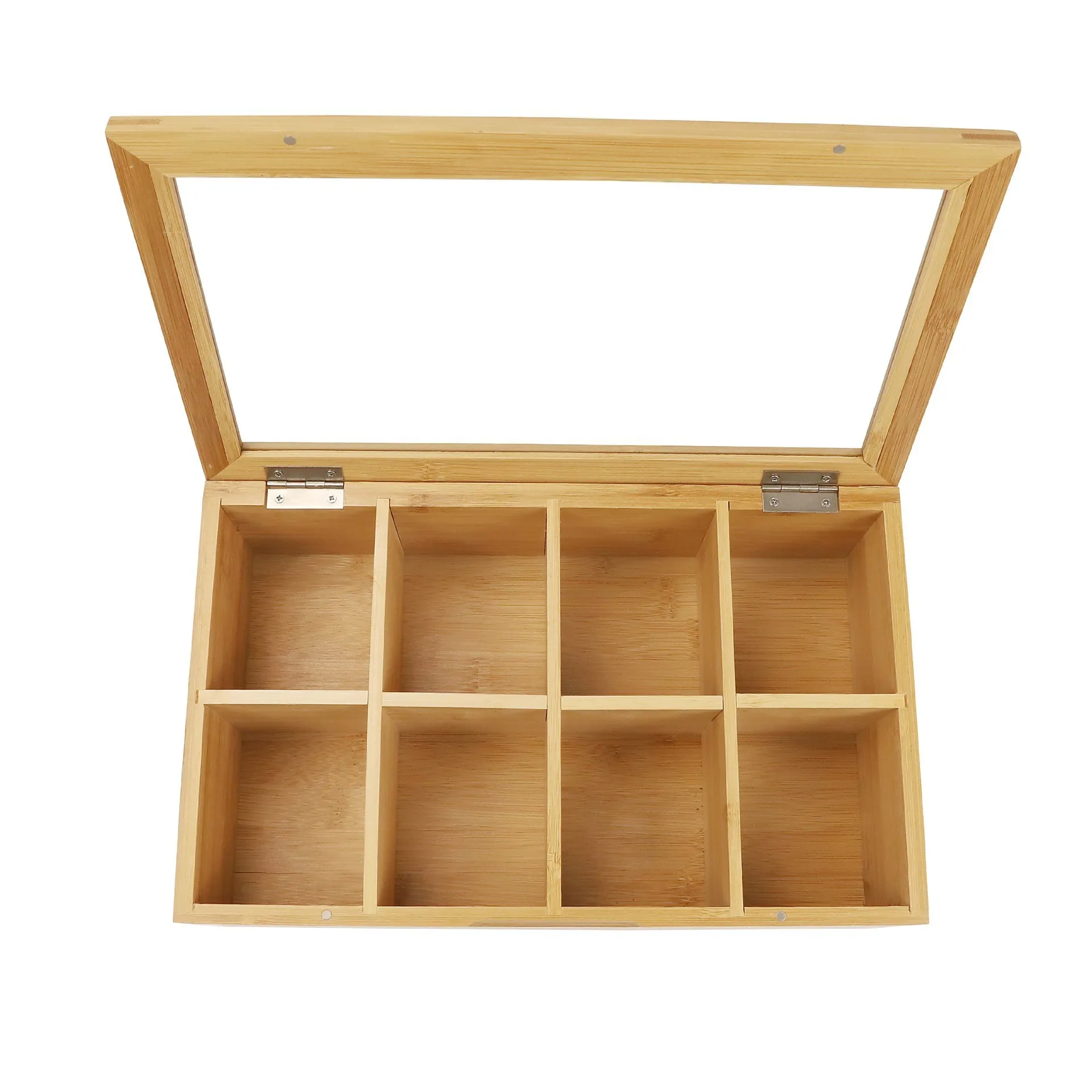 MyGift 8-Compartment Tea Bag Storage Box - Burnt Wood With Clear Lid & Magnetic Closure - View #8
