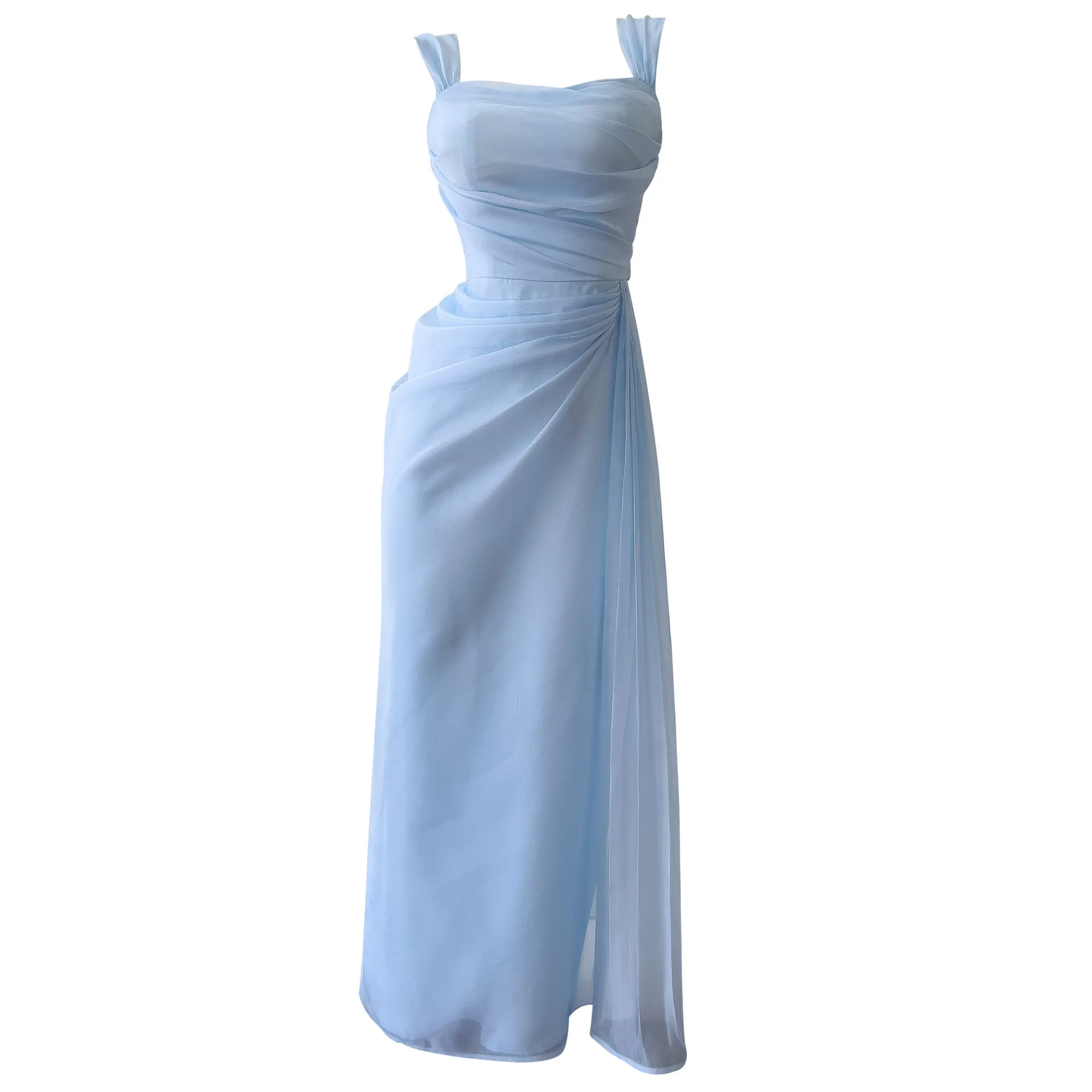 sachin and babi light blue dress Long skirt knee-length polyester chiffon dress with crew neck and slit for  women from Dhgate Basic & Casual Dresses main image 1