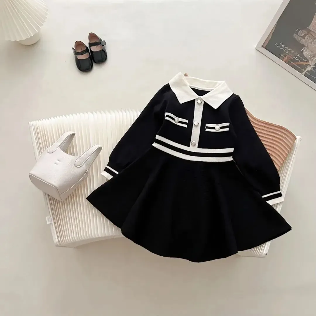 Kids Pullover Knitted Sweater Dress with O-Neck Collar for Autumn Winter  Children Girls Black White from Dhgate Clothing Sets - price 19.17