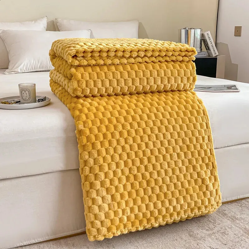 Bedding Blankets Chunky Knit Throw Yellow Chunky Knit Yellow Twin
