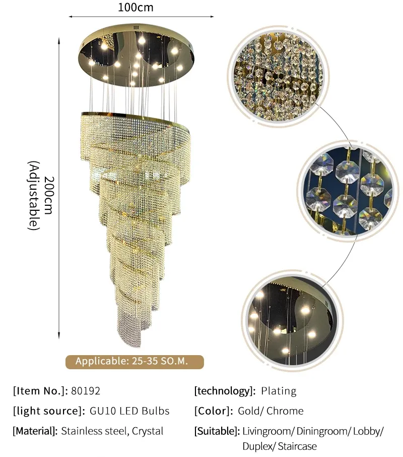 Large Spiral Crystal Chandelier Modern LED... From Hongpu, $1,348.75 ...