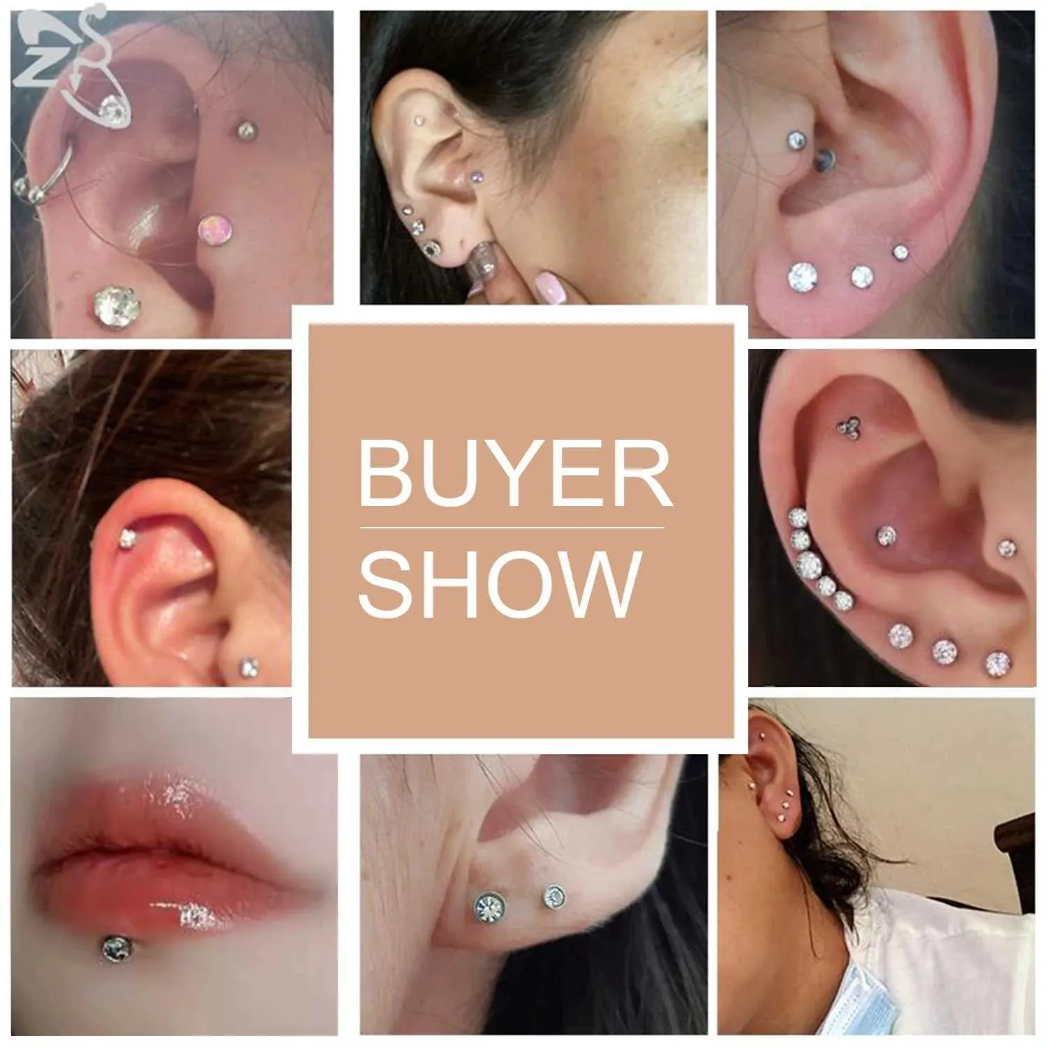 Lip Piercing ZS 7mm Stainless Steel Lip Screw Insert Zircon Labret Perforated Crystal Earrings Spiral Tragus Medusa Perforated 16 20G Y240723 From 10 4 DHgate