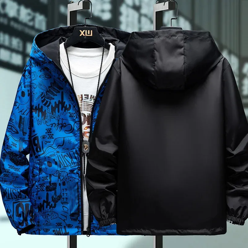 Men's Reversible Graffiti bomber jacket for Spring and