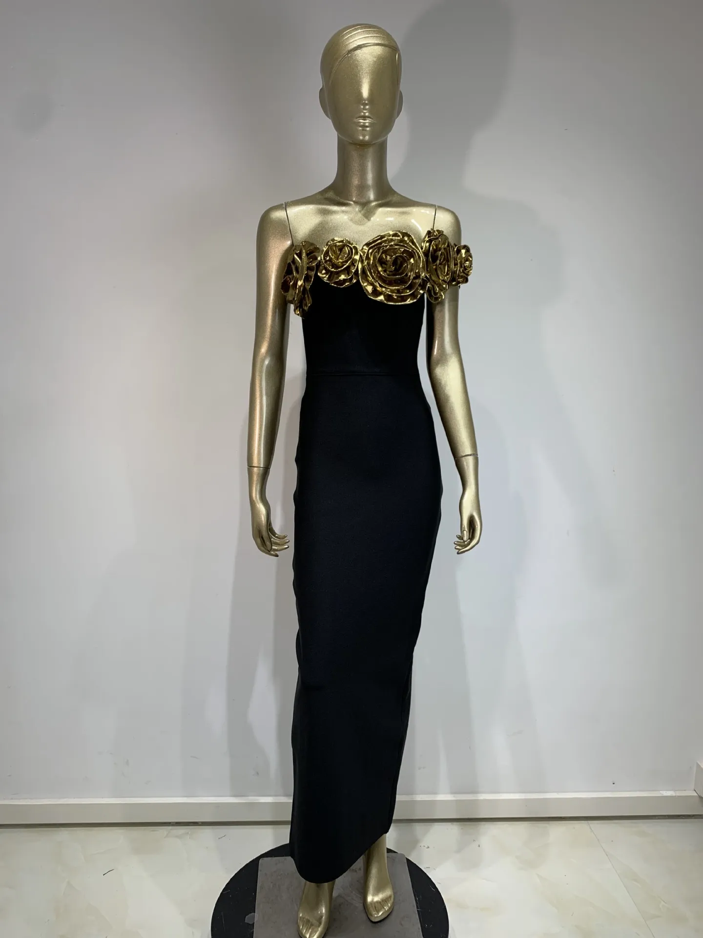 black strapless bandage dress Amanda Black Bandage Strapless Formal Maxi Dress - 10 main image 1