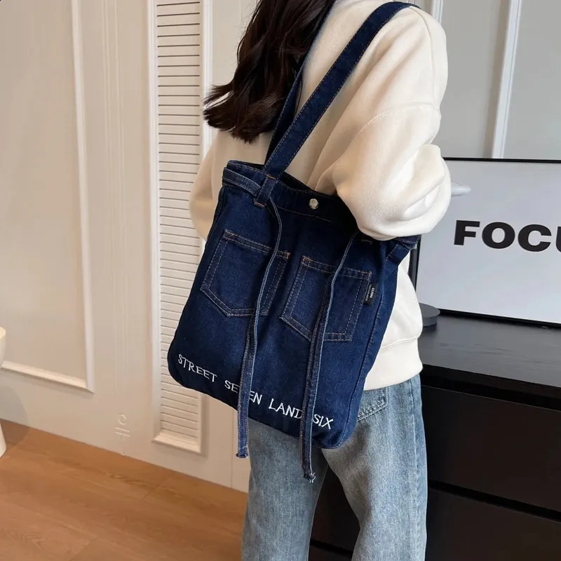 Navy Blue Canvas Jeans Messenger Bag For Women Y2K Shoulder Bag Eco Friendly Korean Shopping Denim Handbag Denim Travel Pack 240724 From Coisinistore 17.76 DHgate.Com