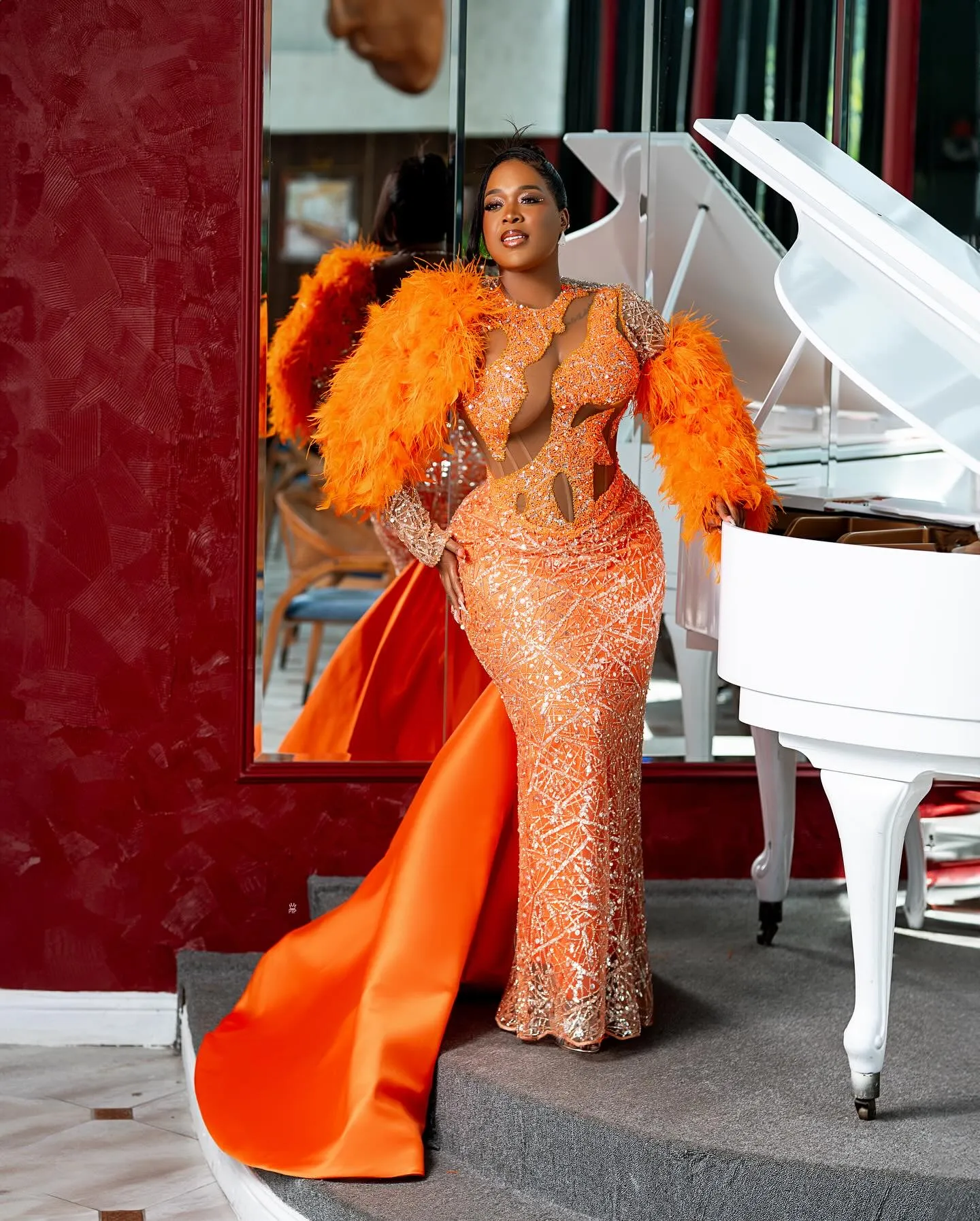 Size Prom Plus Size Neon Orange Dress Elegant Plus Size Orange