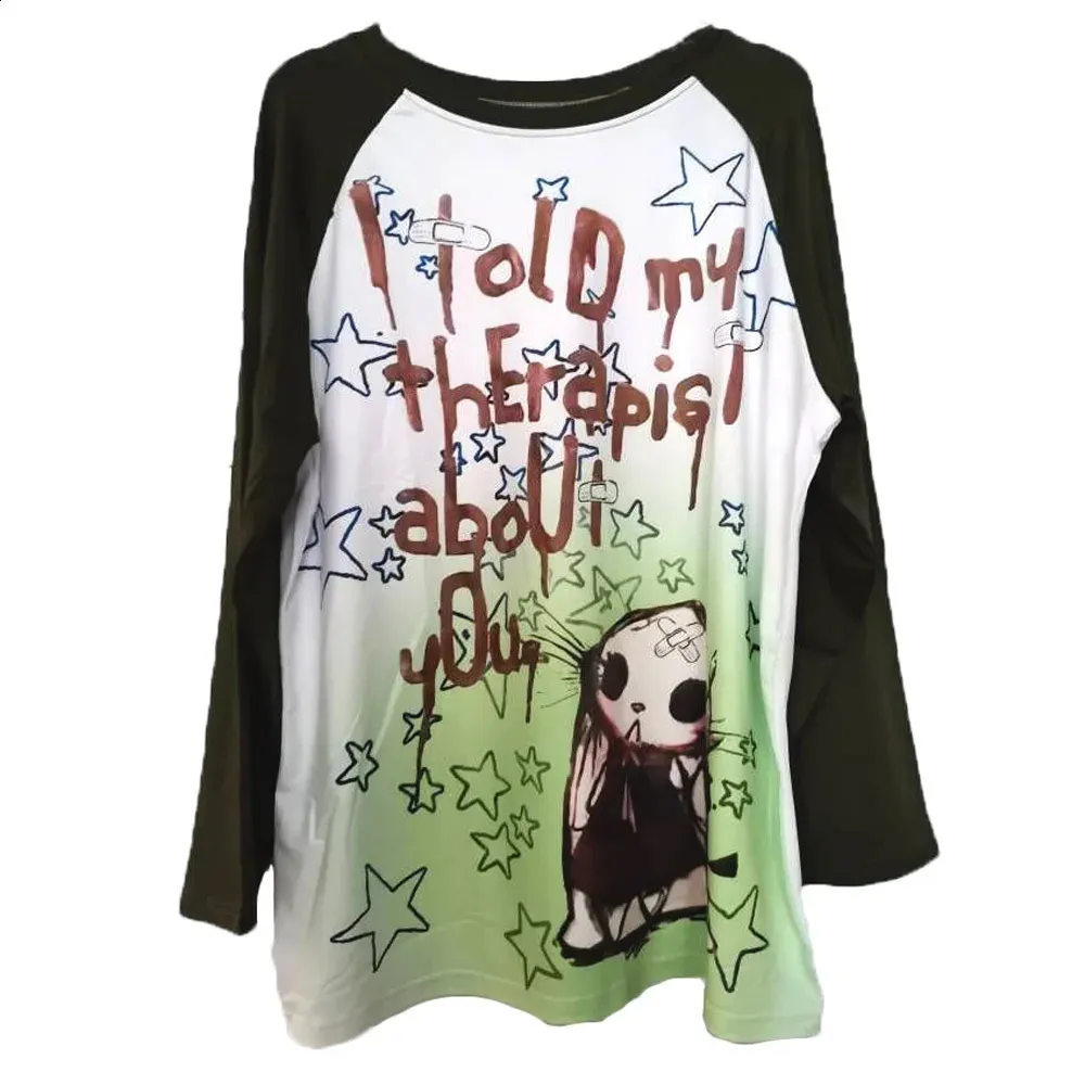 Y2K Tie Dye Graphic T-Shirt: Long Sleeve, Loose Fit - Shop