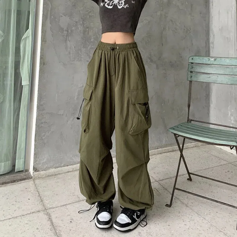 Y2K Cargo Pants - Womens Wide Leg Trousers, High Waisted