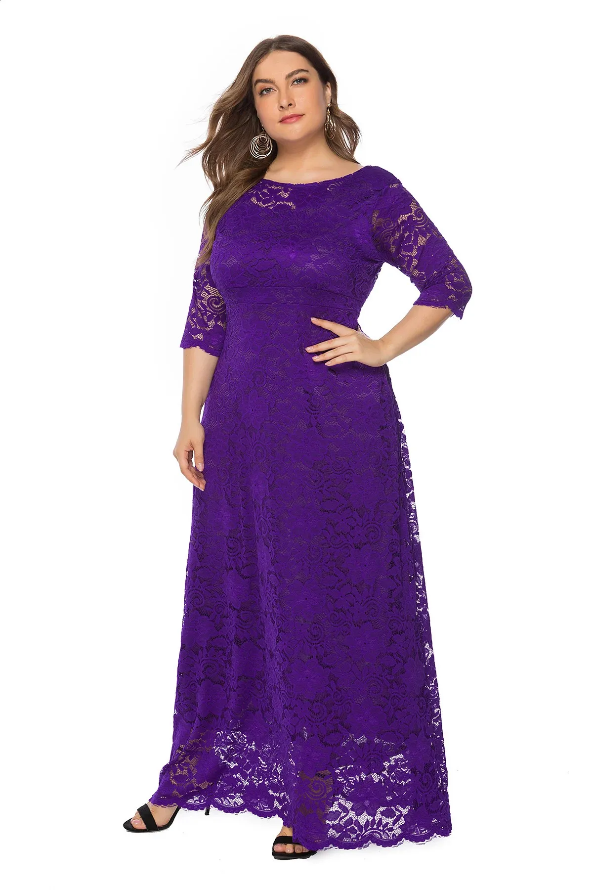 Elegant Plus Size Maxi Dress with Pocket for Bridesmaid Party and Evening Events - Slight and Stretchy (240724)