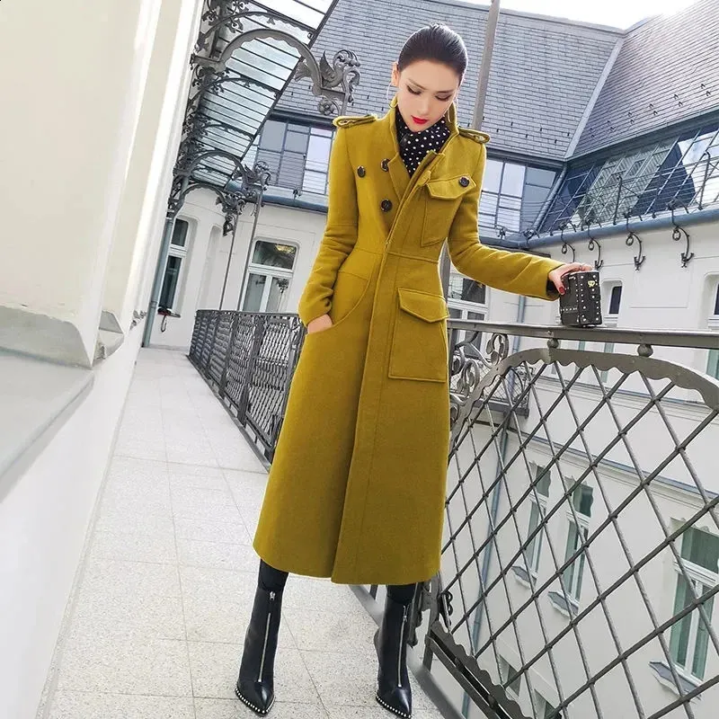 Jacket Outfit Yellow Wool Winter Coats Korean Style Commuter
