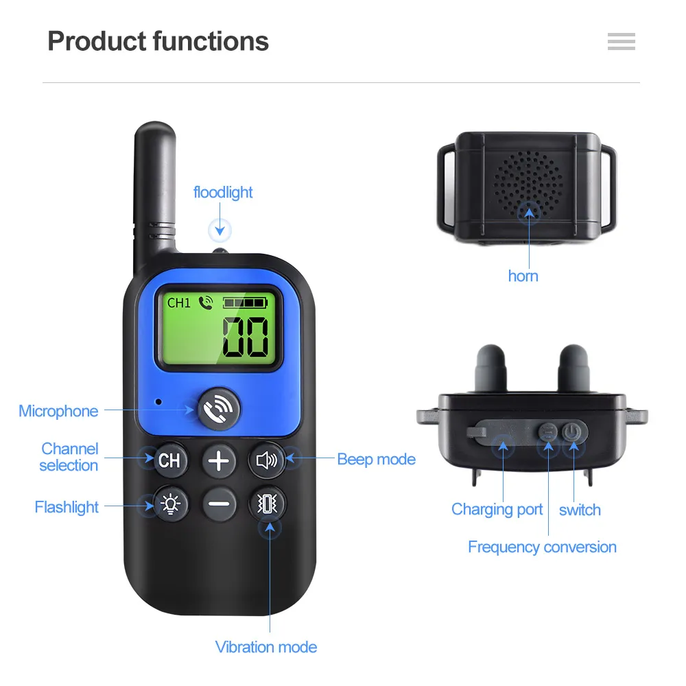 Wholesale Waterproof Rechargeable Electric Dog Training Wireless Dog Fence Collar With Voice Walkie Talkie Remote Control And Vibration Sound Suitable For All Sizes From Factory Dh5045402 10.47 DHgate...