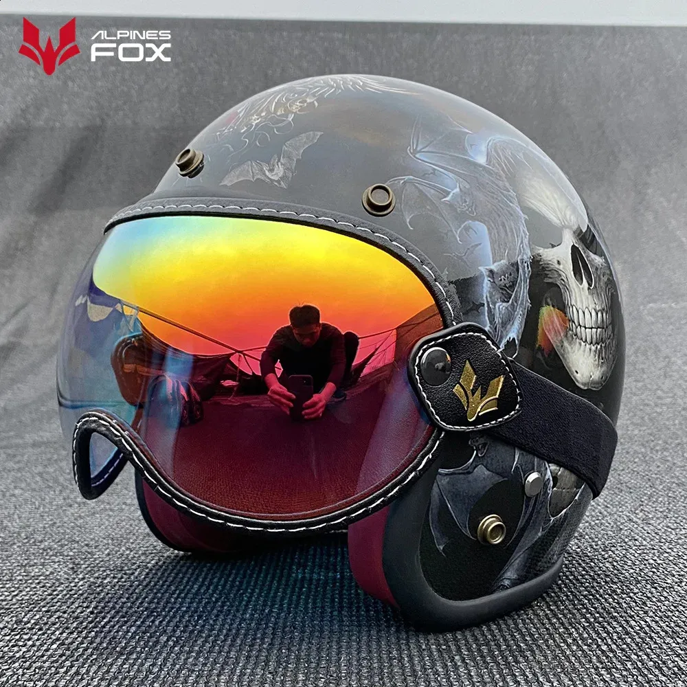 Retro Motorcycle Bubble Visor Goggles UV Protection Colorful Lens for Half Helmets
