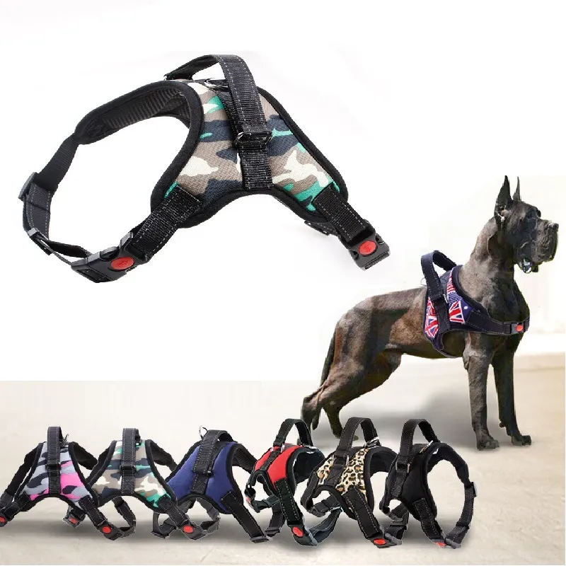 Nylon Heavy Duty Dog Harness Adjustable Padded Vest Collar for