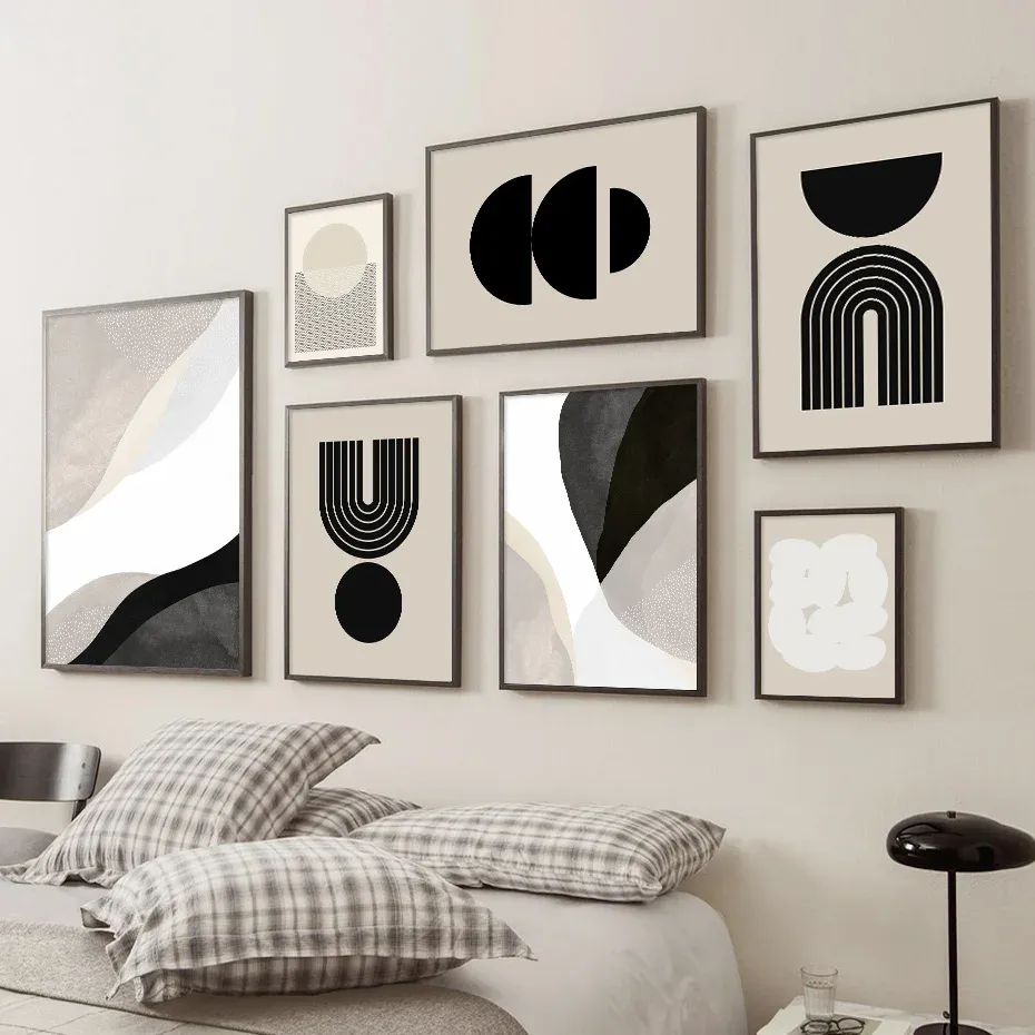 Minimalist Geometric Wall Art Canvas Abstract Black... From ...