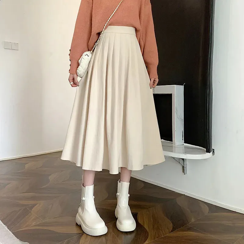 【関税込み】Golden  Long pleated skirt Check Skirt Pleated Maxi Skirt High Waist Harajuku Large