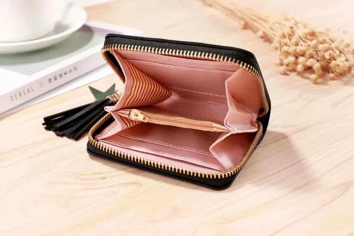 Womens Tassel Heart Wallet With Card Holders And Cherry Coin Purse Portable PU Leather Short Wallet For Store Closing And Clearance Sale 240727 From Bitystore 12.08 DHgate.Com
