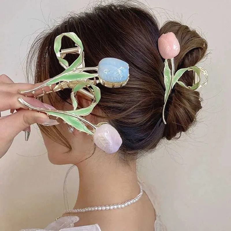 Beautiful Tulip Metal Claw Clip Amazon.com : Flower Metal Hair Claw Clips 6 Pcs Cute Large  main image 2