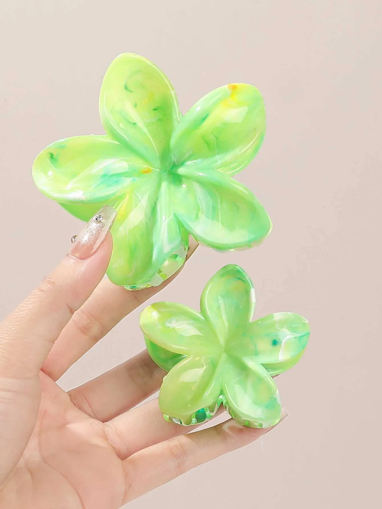 Pink Hawaiian Claw Clips For Thick HairFlower Hair Clips  display picture 1